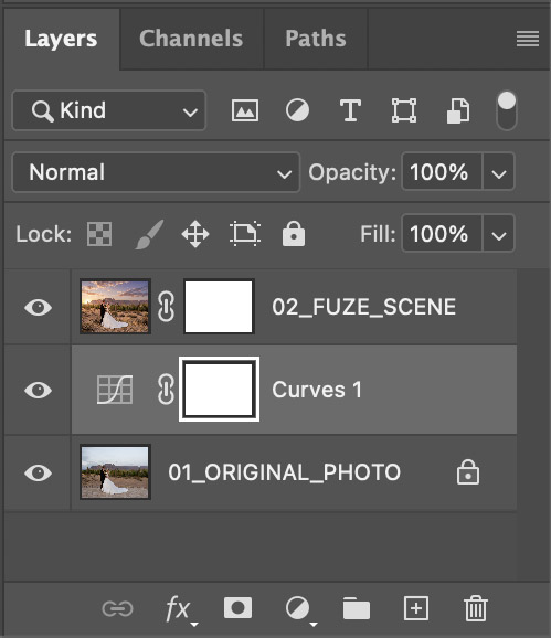 Photoshop layer stack with FUZE scene and original photo